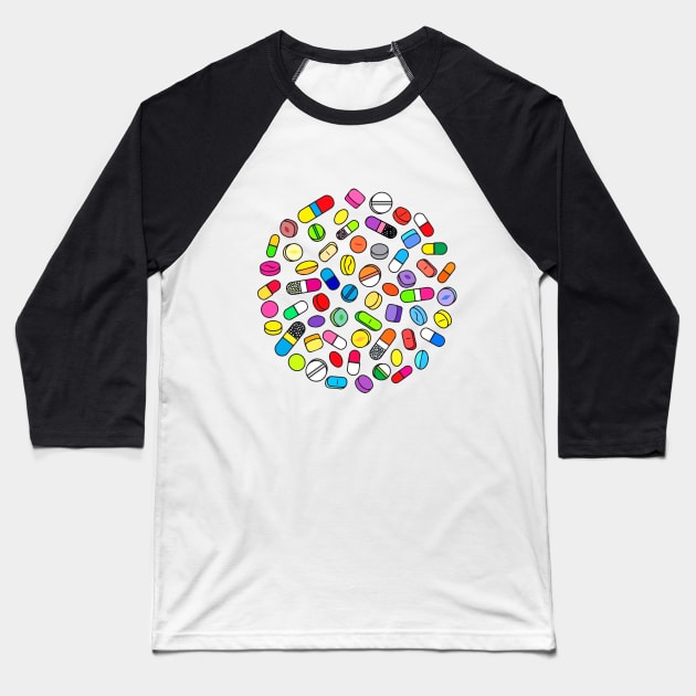 Pills n Drugs Baseball T-Shirt by Squeeb Creative